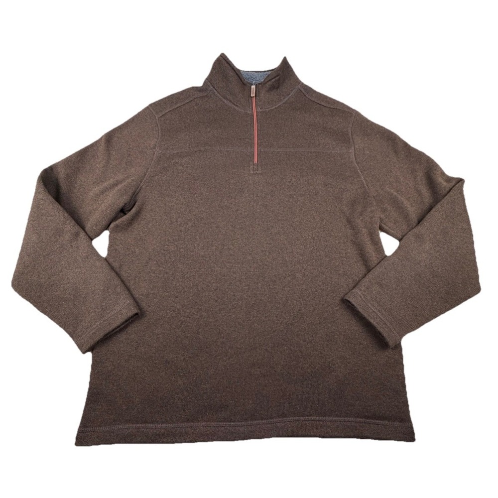 G.H. BASS & CO.‎ Men's Brown 1/4 Zip Long Sleeve Pullover Sweatshirt Size L